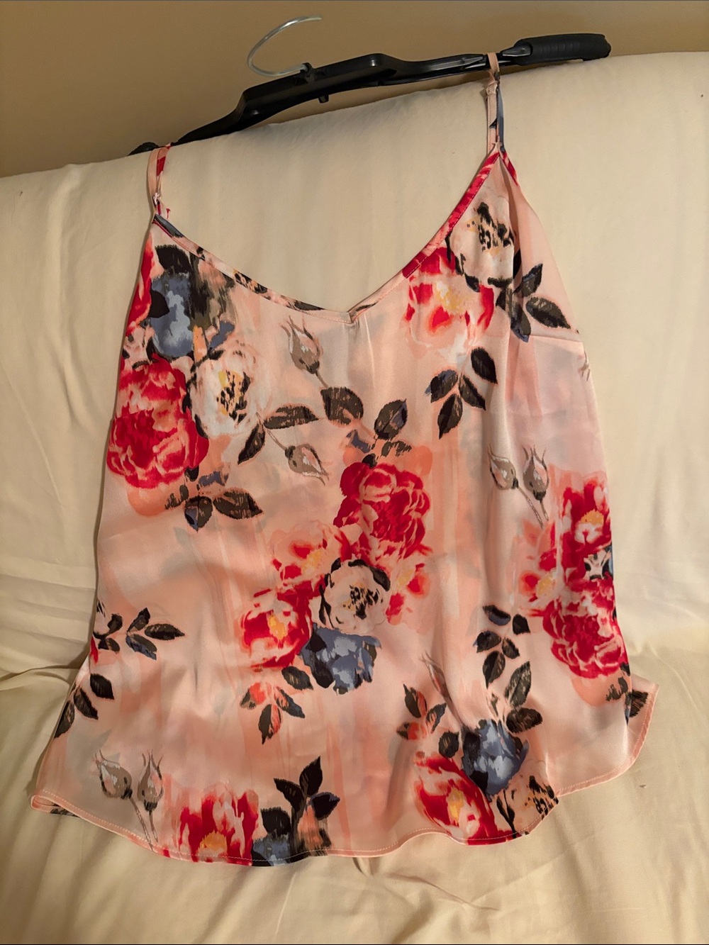 White House Black Market Pink Floral Satin Camisole